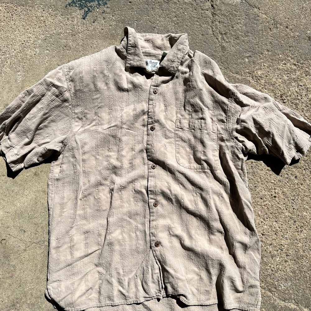 Vintage Silk Beige Casual Button front Shirt